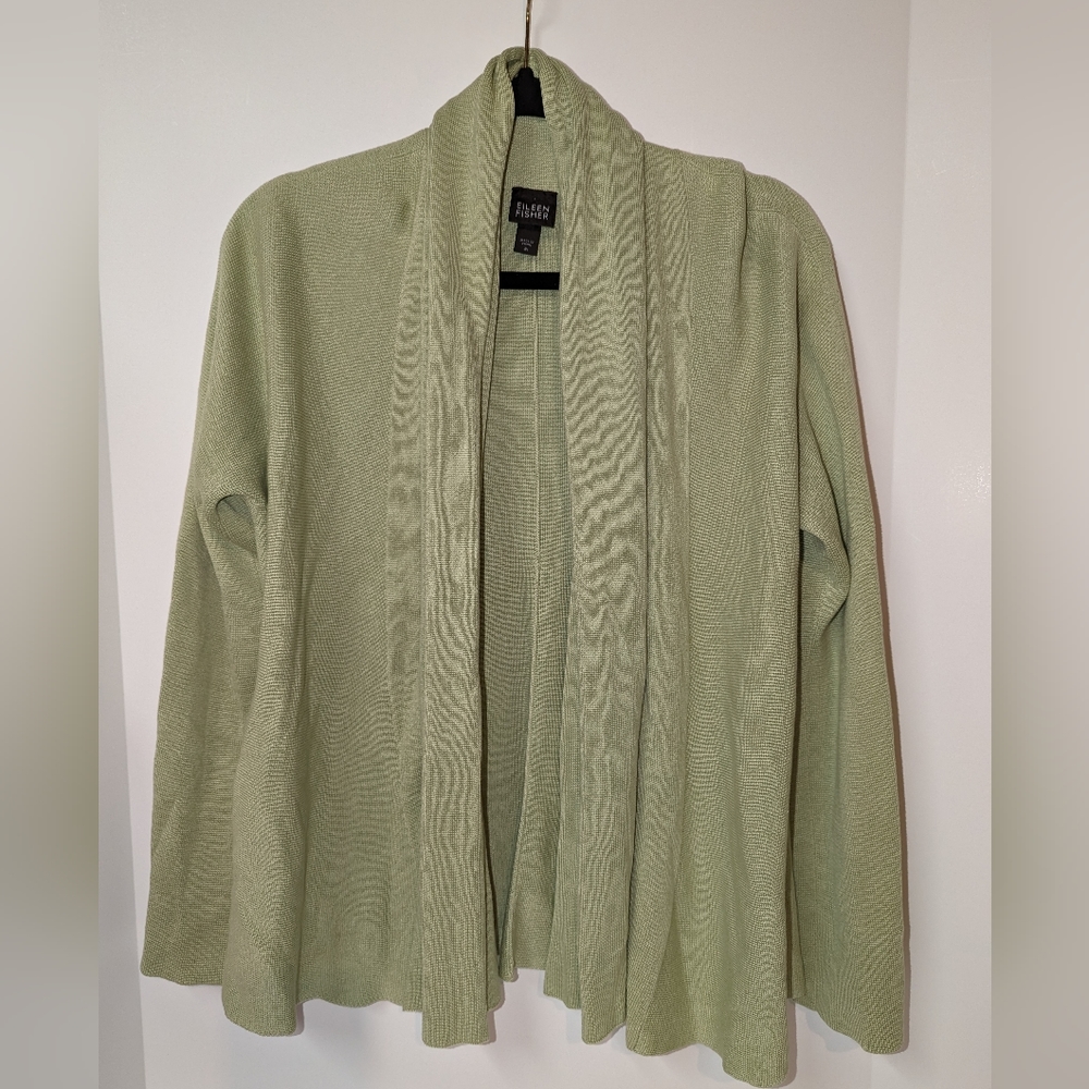 Eileen Fisher, Green, 80% Silk Cardigan, M